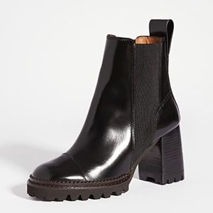 See by Chloe Women Mallory Rubber Lug Sole Leather Boot Nero Black Womens Size 7